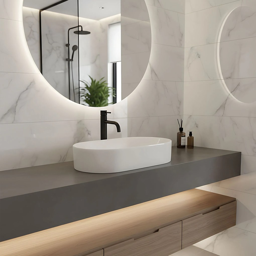 Rea Layla, umývadlo na dosku 530x300x115 mm, biela lesklá, REA-U9108