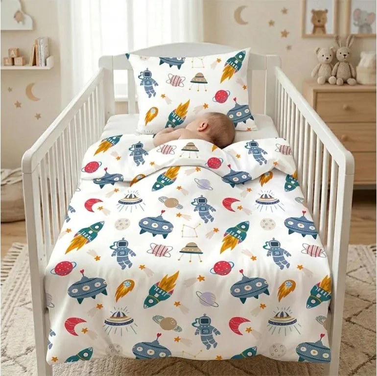 Carbotex Obliečky do postieľky 100x135 + 40x60 cm - Vesmírna misia