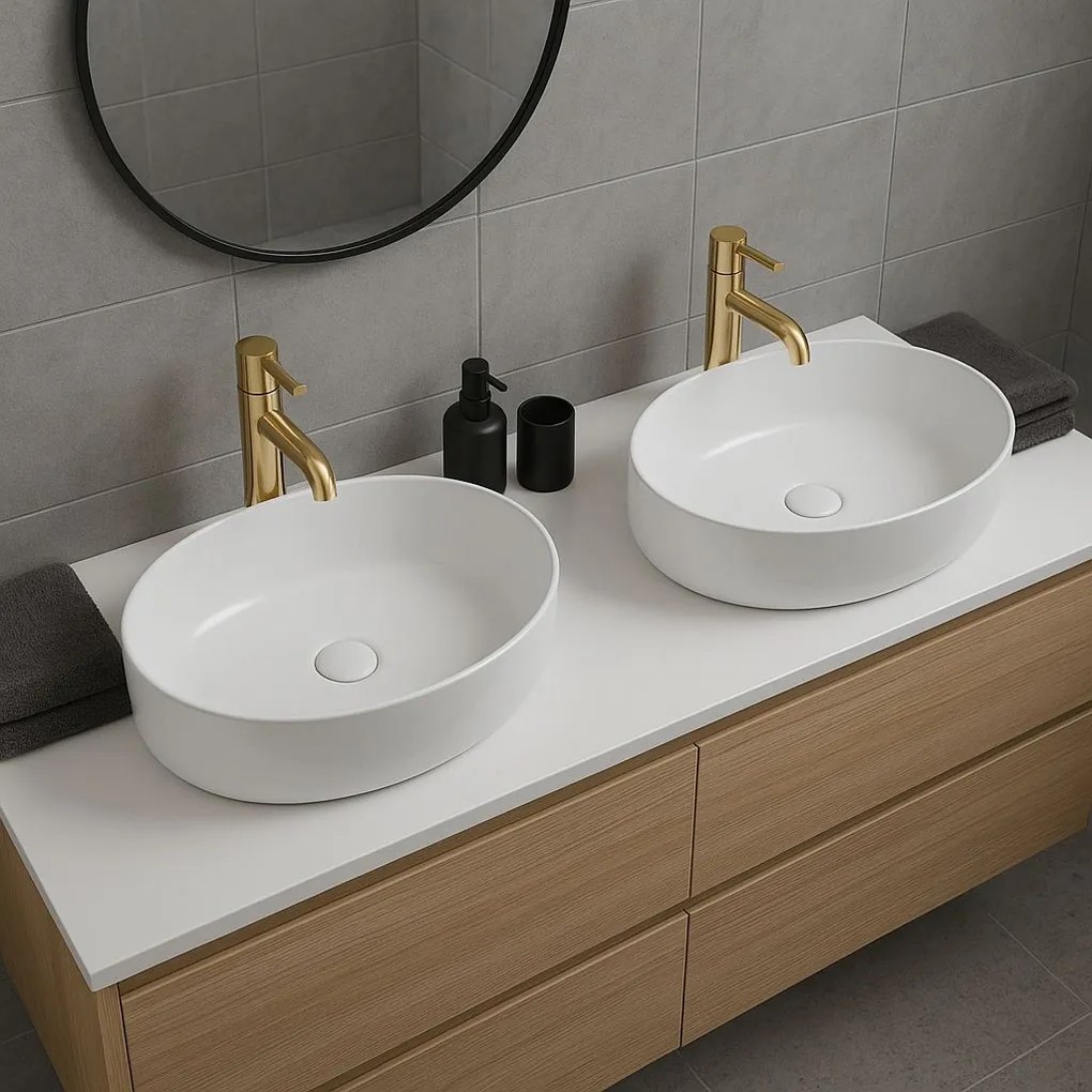 Erga Oval, umývadlo na dosku 550x400x140 mm, biela lesklá, ERG-V03-OVAL55-WH