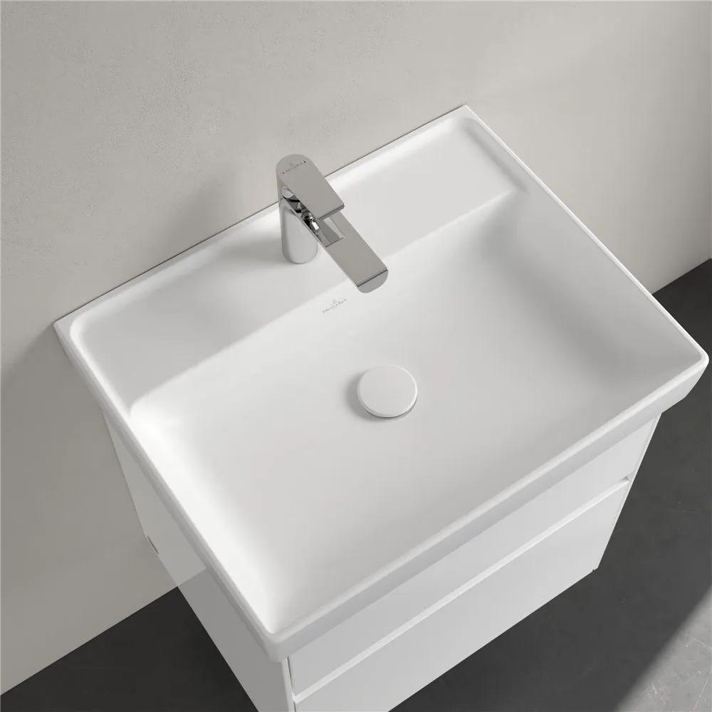 VILLEROY &amp; BOCH Collaro závesné umývadlo s otvorom, bez prepadu, 600 x 470 mm, Stone White, s povrchom CeramicPlus, 4A3361RW