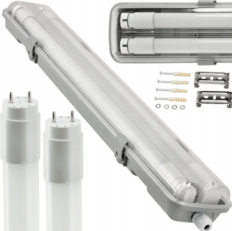 Sada hermetického LED svietidla 120 cm + 2x žiarivky G13 PREMIUM 4860lm STRONG