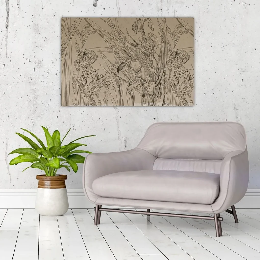 Obraz - Obrysy rastlín (90x60 cm)