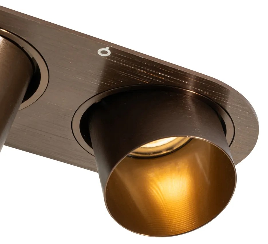 Sada 6 zapustených bodových svetiel tmavý bronz GU10 50mm 2-svetlá - Installa