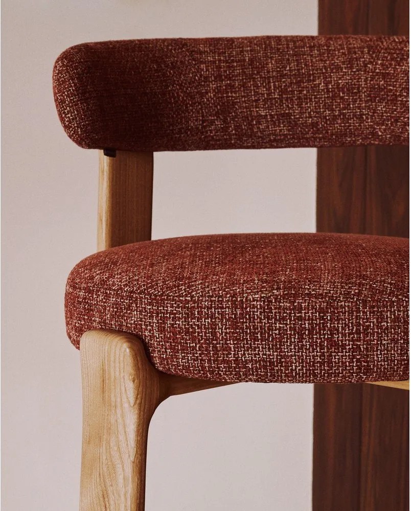 Barová stolička z jaseňového dreva v terakotovej farbe/v svetlo prírodnej farbe (výška sedadla 65 cm) Granite – Kave Home