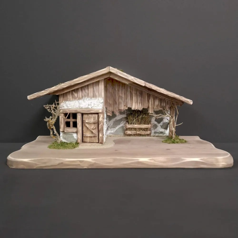 AMADEA Drevený betlehem šedohnedý BEZ FIGURÍK 45 cm