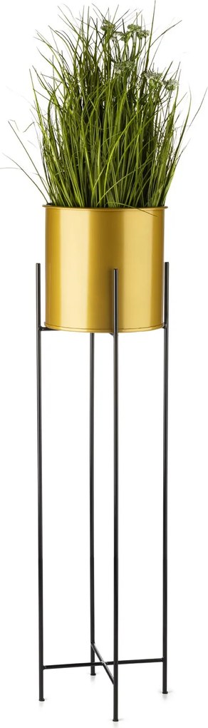 KOVOVÝ KVETINÁČ SO STOJANOM GLAMOUR 95X24 CM ZLATÁ/ČIERNA