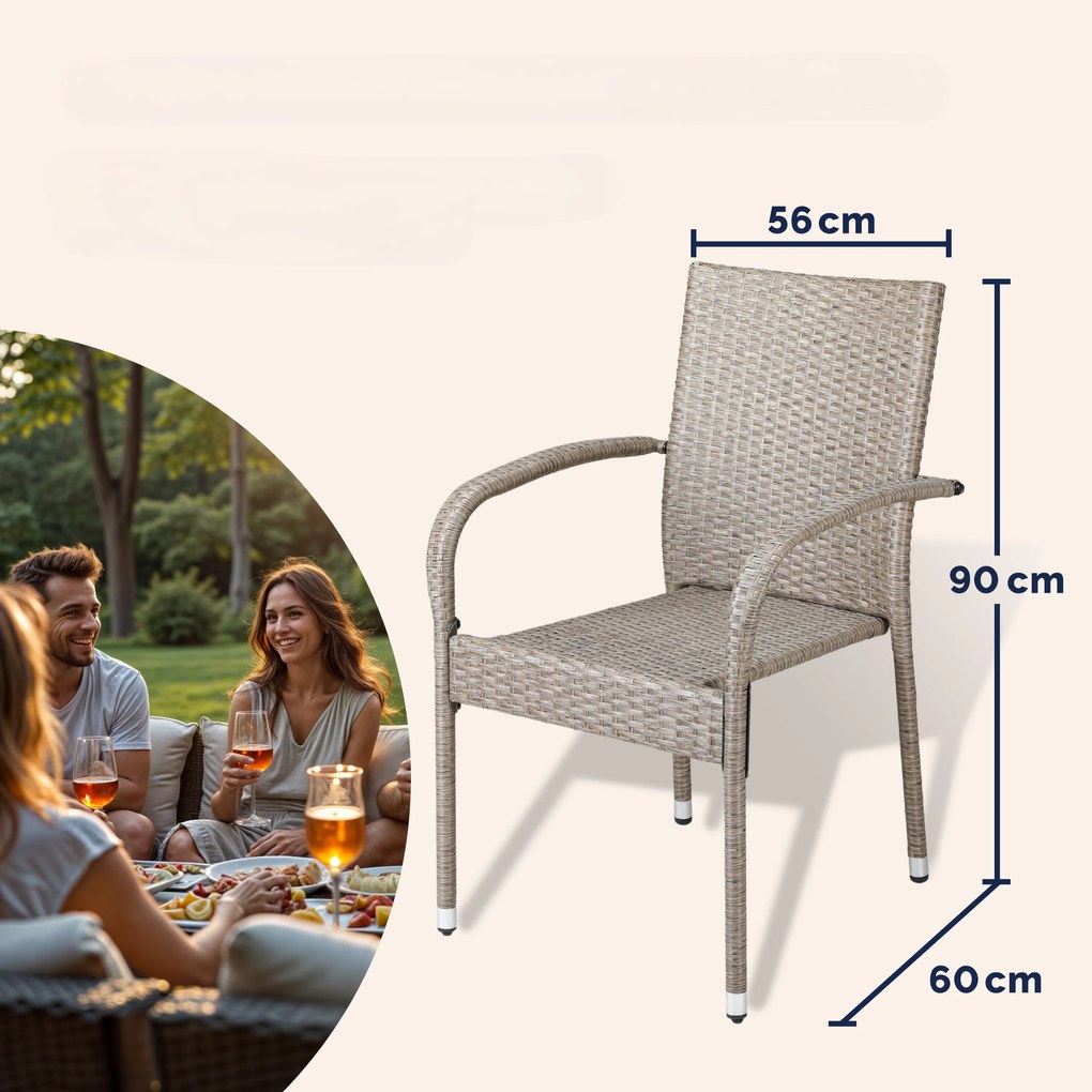InternetovaZahrada Ratanové stoličky Comfort 4 ks - krémová
