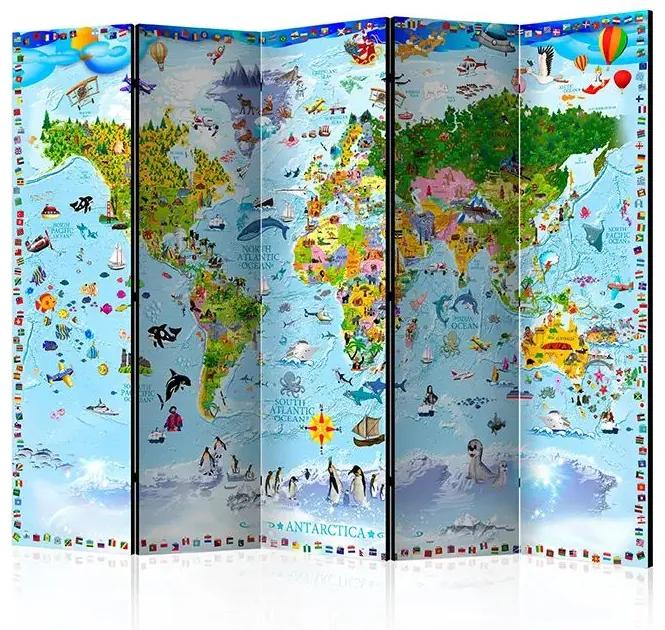 Paraván - World Map for Kids II [Room Dividers] Veľkosť: 225x172, Verzia: Akustický