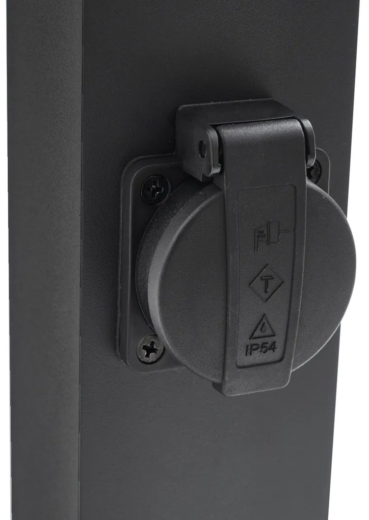 Vonkajšia lampa čierna so zemným hrotom a káblovou priechodkou 65 cm vrátane zásuvky IP44 - Baleno