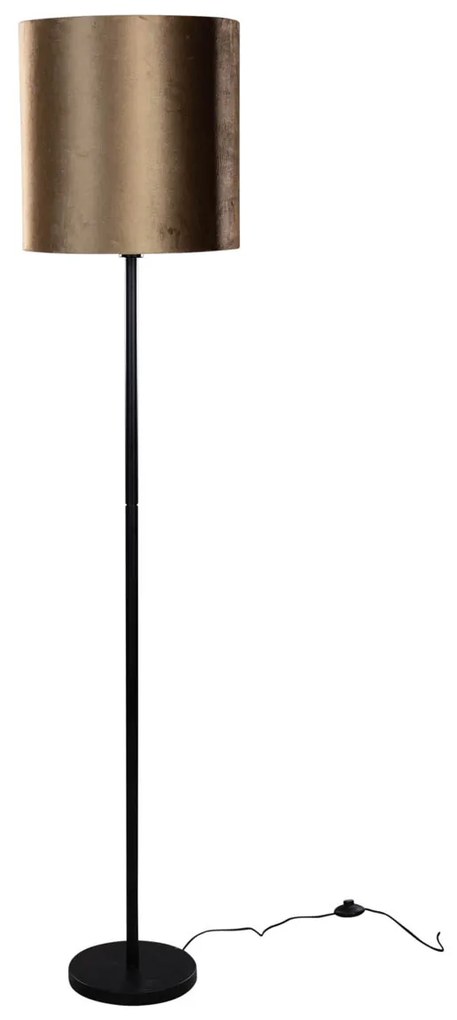 Stojacia lampa čierna s plyšovým tienidlom bronz 40 cm - Simplo