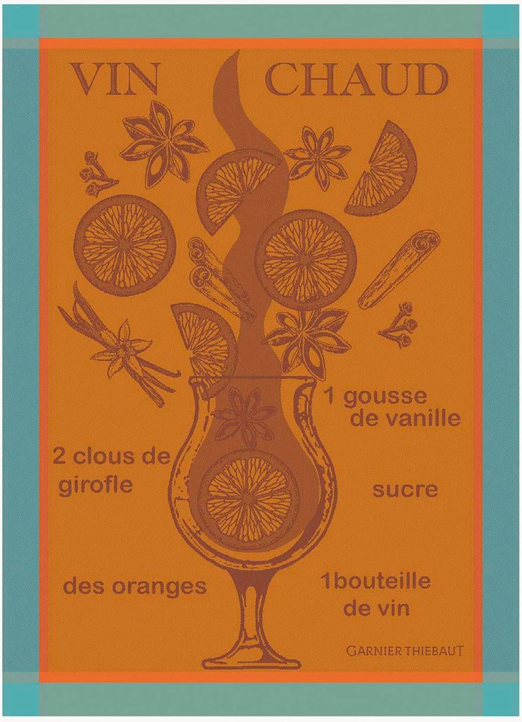 Žakárové kuchynské utierky Vin Chaud Mandarine, 4 ks