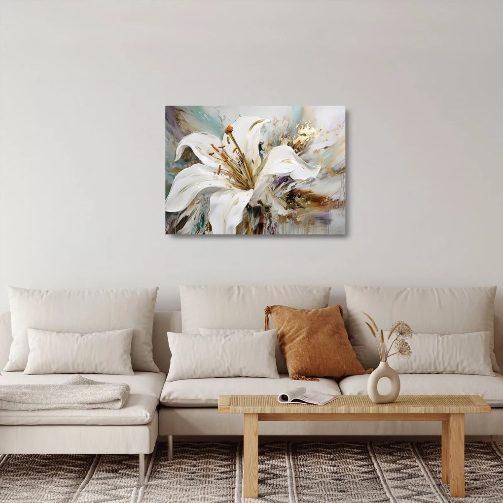 Sklenený obraz - Abstrakcia s ľaliou (70x50 cm)