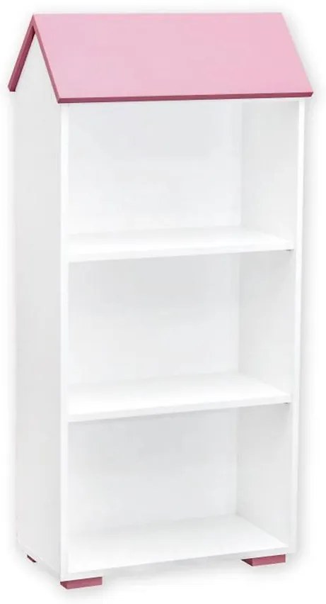 Regál Bb02  3p Biely+Ružová