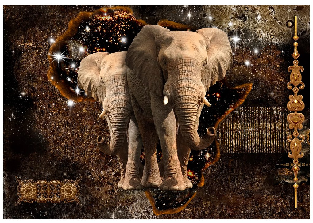 Artgeist Fototapeta - Brown Elephants Veľkosť: 245x175, Verzia: Samolepiaca