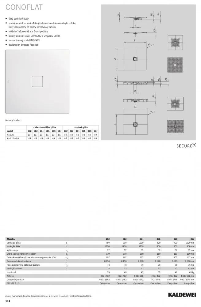 Kaldewei Conoflat - Sprchová vanička 1800x800 mm, Perl-Effekt + AntiSlip, alpská biela 468230003001