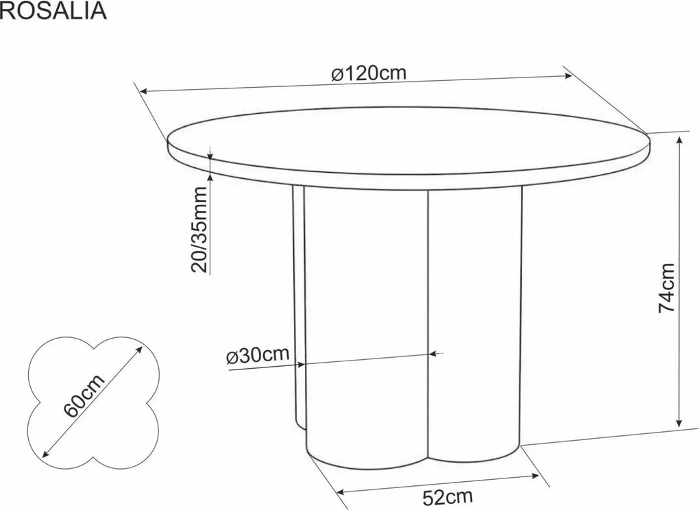 Jídelní stůl Rosalia 120 cm dub přírodní