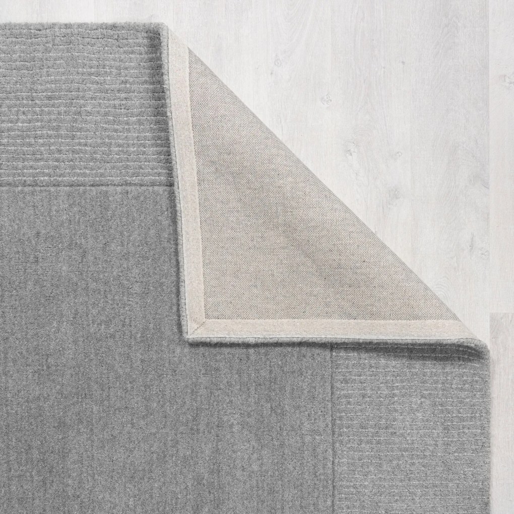 Flair Rugs koberce Kusový ručne tkaný koberec Tuscany Textured Wool Border Grey Marl - 160x230 cm