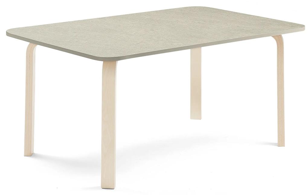 Stôl ELTON, 1400x800x590 mm, linoleum - šedá, breza