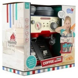 Teddies Kávovar presovač plast 26x25cm na batérie so zvukom vypúšťajúci paru v krabici 28x27x15cm