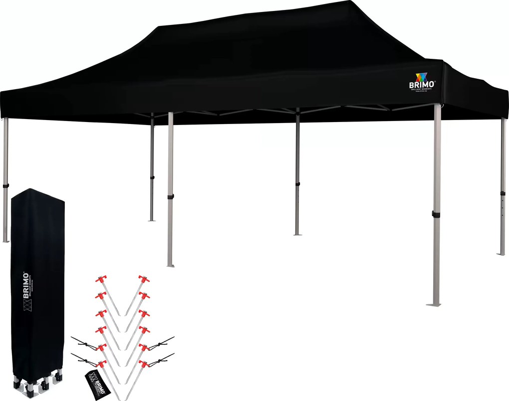 BRIMO Nožnicový párty stan EXCLUSIVE ALU 3x6 m bez stien čierny