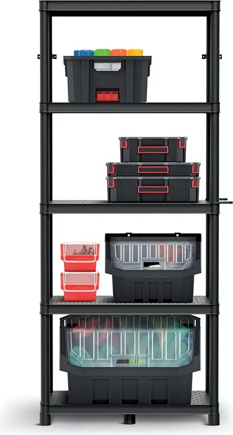 Prosperplast Regál plastový 5 políc STACKARO MIDDLE 74 x 36 x 172,5 cm - čierny