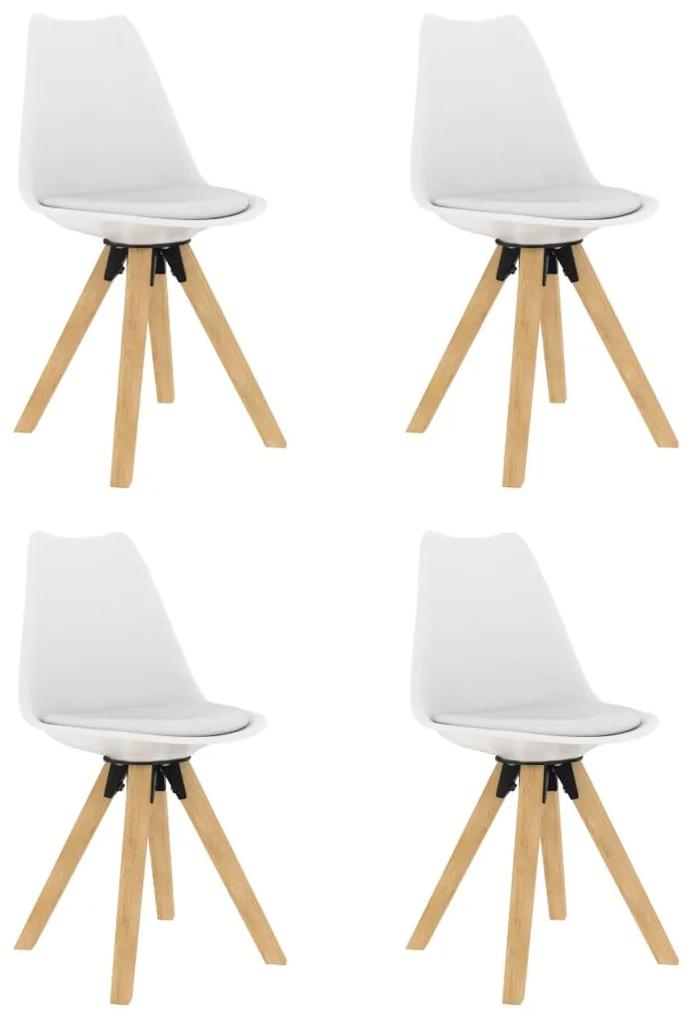 vidaXL Jedálenské stoličky 4 ks biele PP a masívne bukové drevo