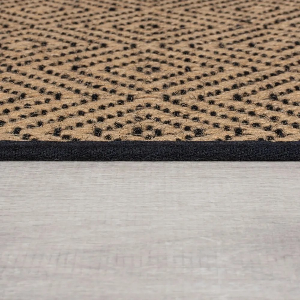 Jutový behúň na schody v čierno-prírodnej farbe 60x600 cm Diamond – Flair Rugs