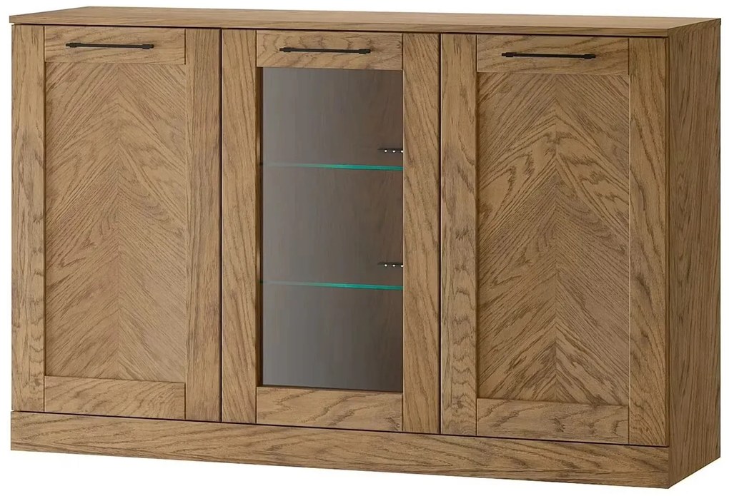 Komoda Cozy 45 z masivu s LED osvětlením 140 cm dub Rustikal