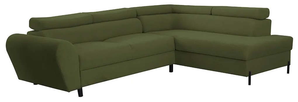 Rohová sedacia súprava s funkciou spania, vlnité pružiny TIMON, pravá Zelený
