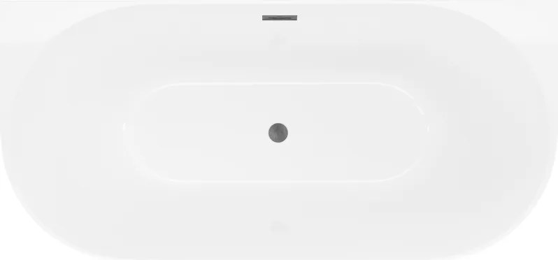 Mexen Oval Slim, voľne stojaca vaňa ku stene 170 x 80 cm, biela lesklá, grafitová prepad, 52661708000-66
