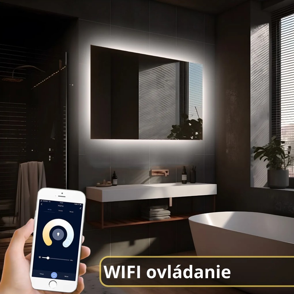 LED zrkadlo Romantico 70x50cm neutrálna biela - wifi aplikácia