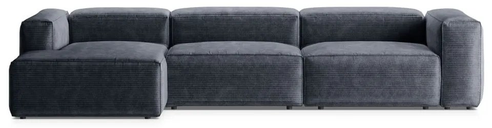 Sivomodrá menčestrová rohová pohovka (ľavý roh/s leňoškou) Bergamo – Cosmopolitan Design