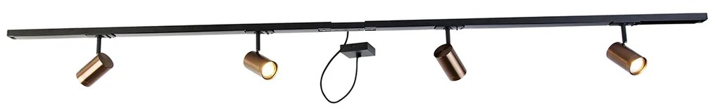 1-fázový koľajnicový systém tmavá bronz s 4 reflektormi a štvorcovým napájaním - Jeana