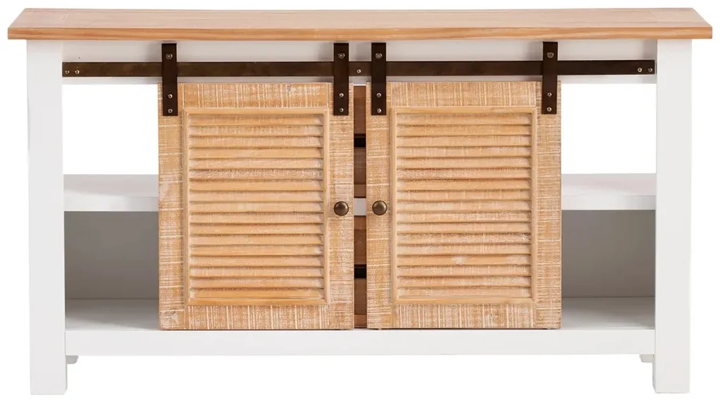 furniture-nabytek.cz - Masívna skrinka pod umývadlo Capera z borovice a MDF, lakovaná, biela a hnedá – 140×45×75 cm