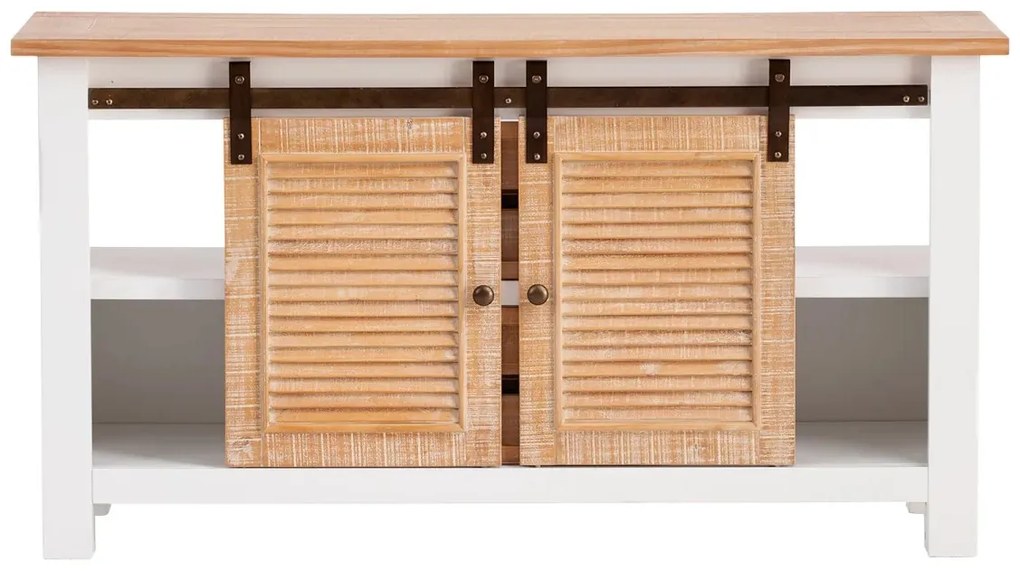 furniture-nabytek.cz - Masivní skříňka pod umyvadlo Capera z borovice a MDF, lakovaná, bílá a hnědá – 140×45×75 cm