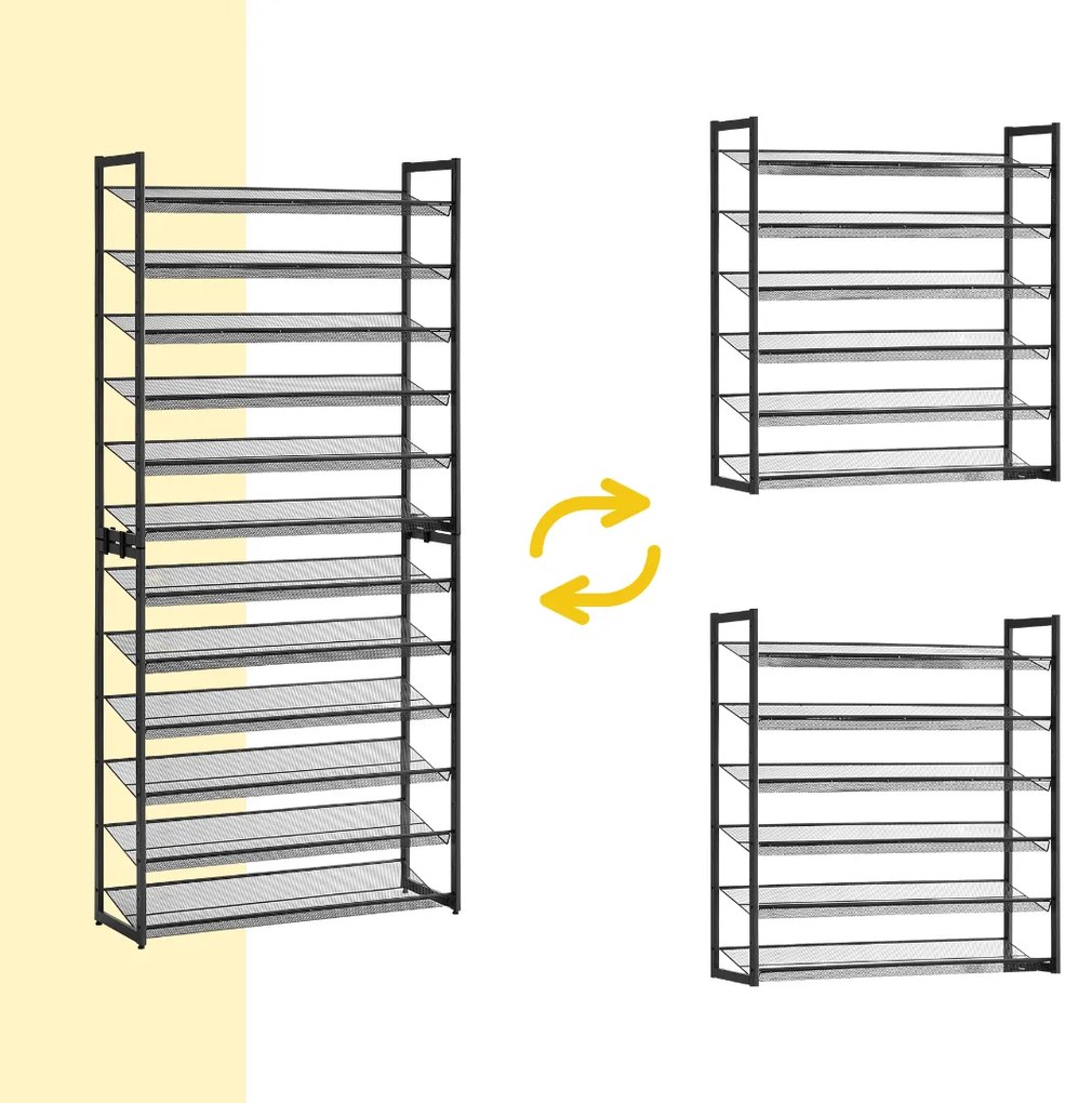 Jurhan Stohovateľný regál na topánky IDA, 12 políc, 92,5x31x223cm, čierna
