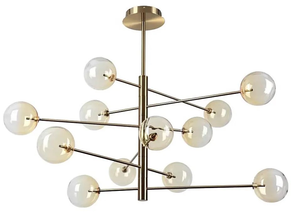 Ideal Lux - LED Luster na tyči EQUINOXE 12xG4/2W/230V pr. 128,1 cm mosadz/dymová