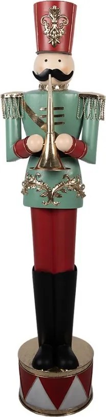 Kovová dekorácia Luskáčik Nutcracker s rúrkou - 33*27*121 cm