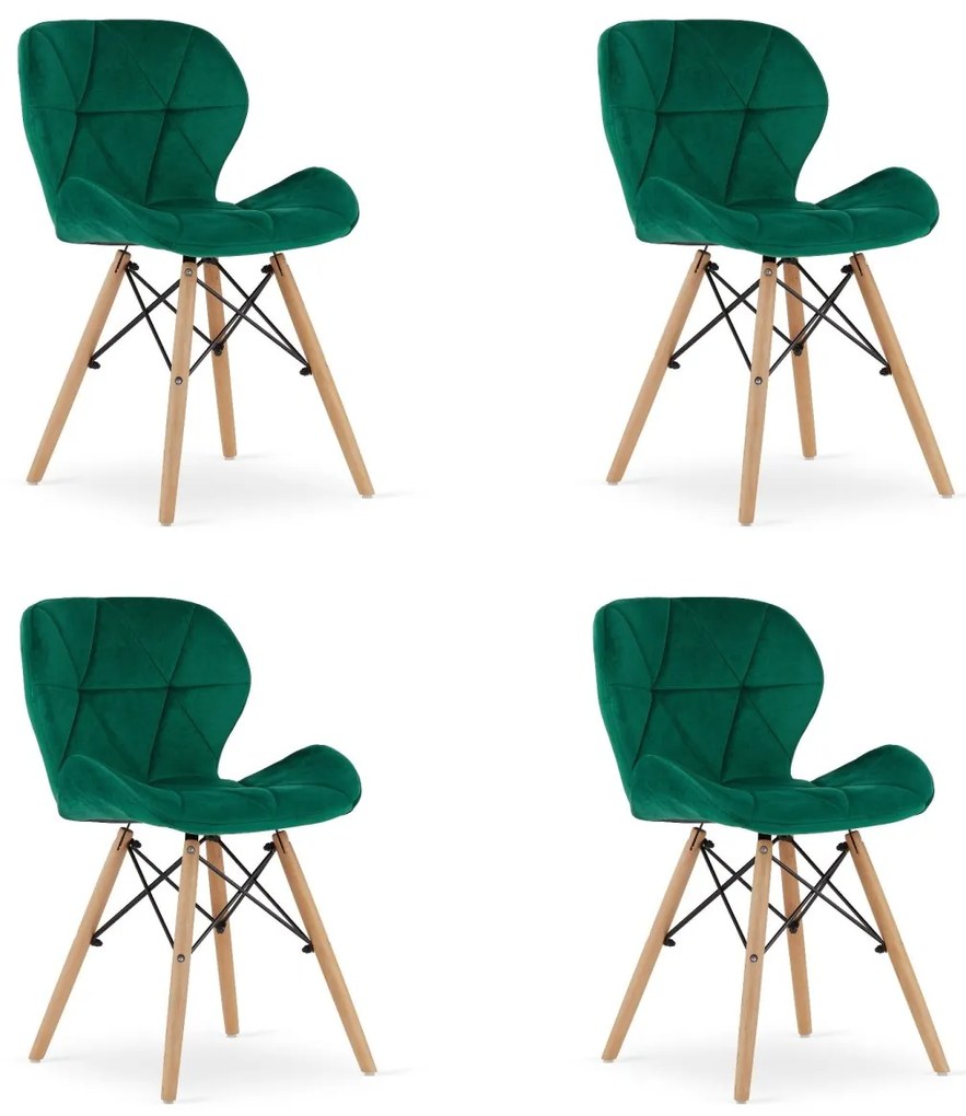 Set 4 zamatových kresiel LAGO - zelené