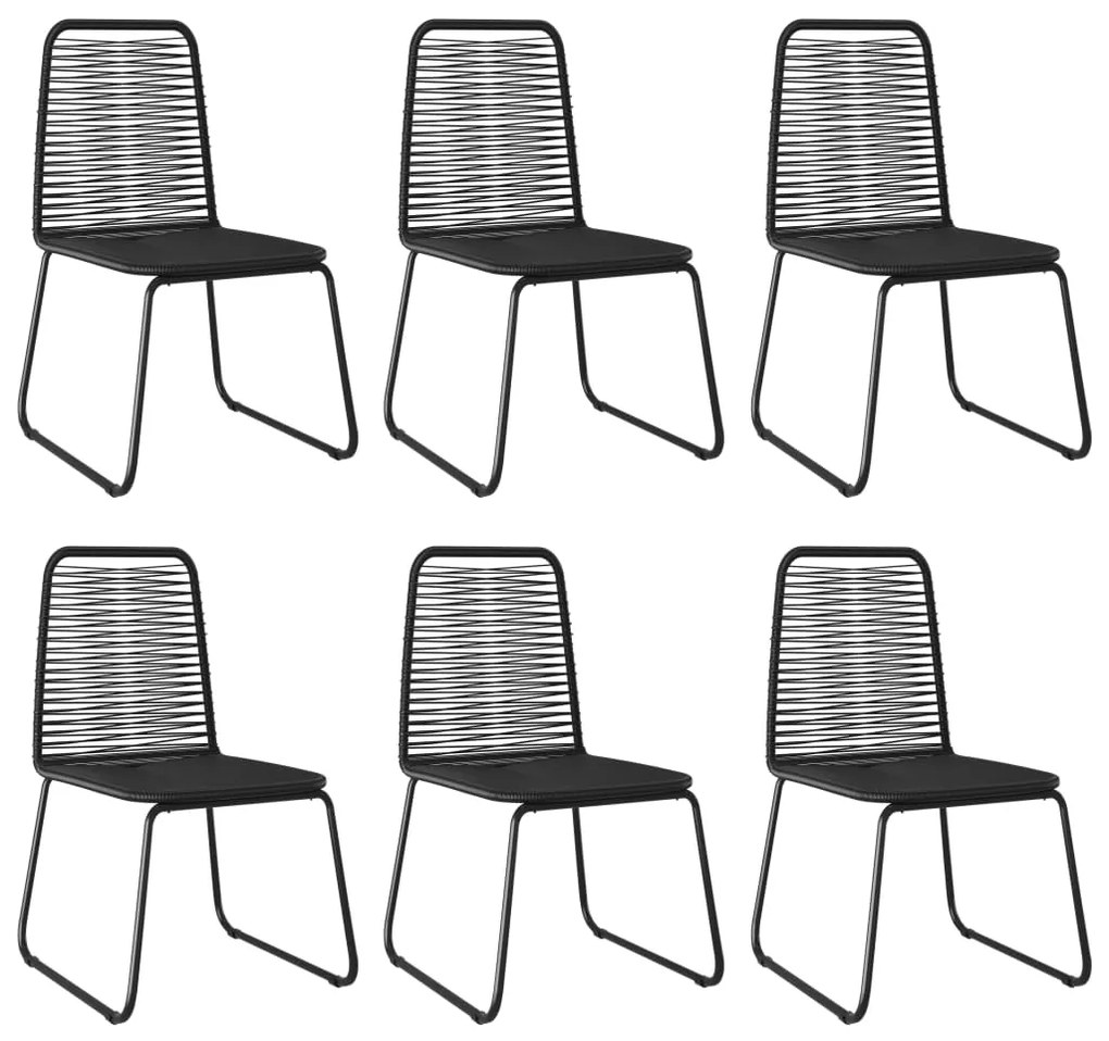 vidaXL Vonkajšie jedálenské stoličky 6 ks polyratan čierne