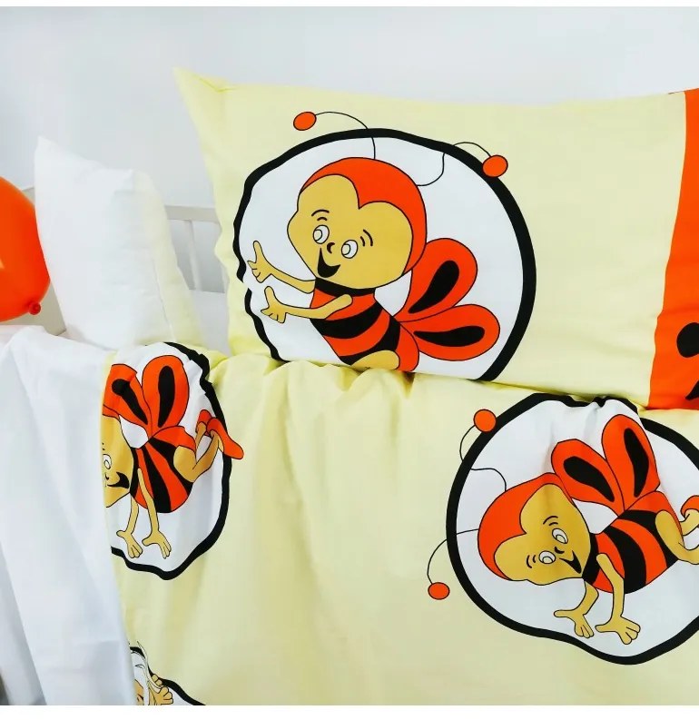 Obliečky detské bavlnené včielky oranžové EMI