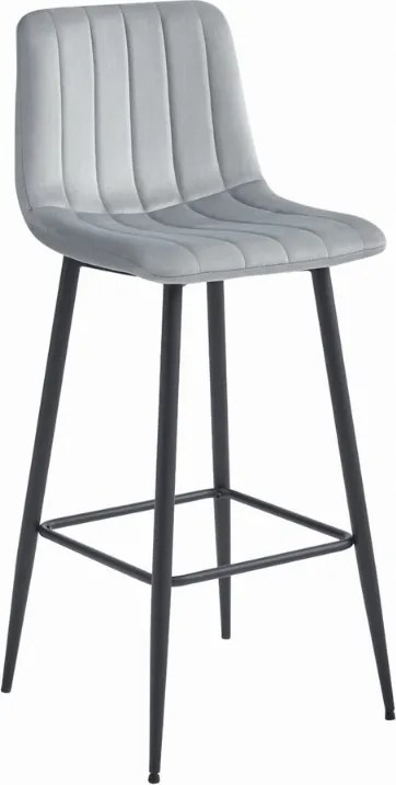 Svetlosivá barová stolička POZZA VELVET s čiernymi nohami