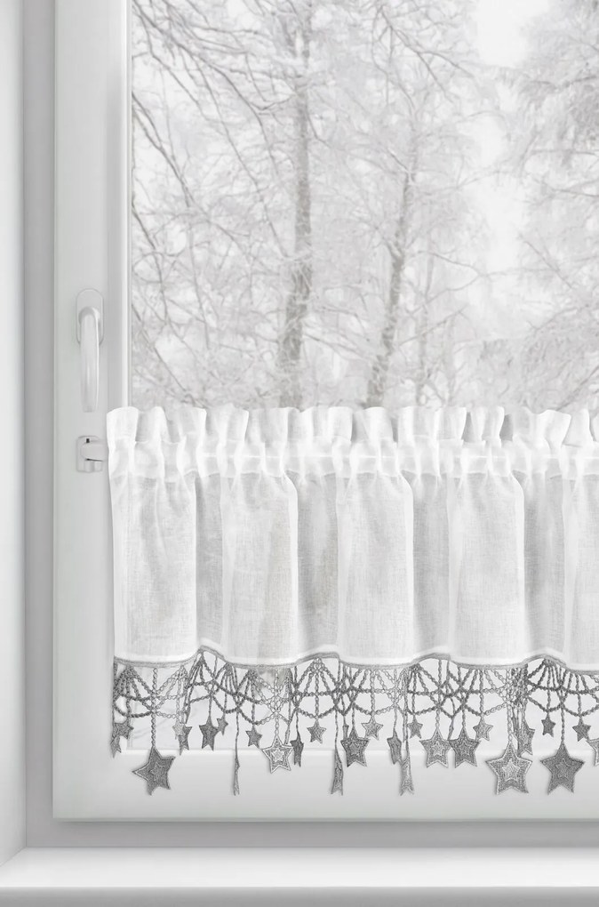 KRÁTKA VIANOČNÁ ZÁCLONA NA PÁSKE XMAS 30X150 CM HVIEZDY