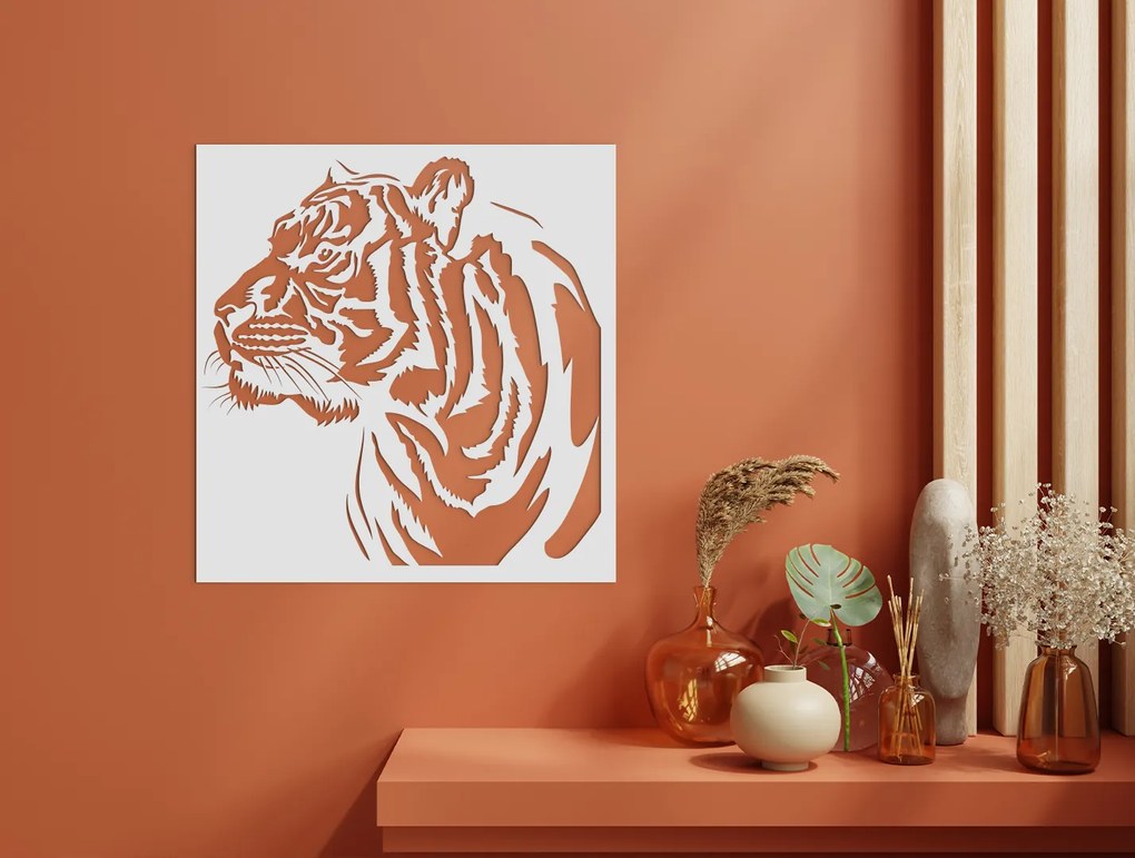 drevko Drevený obraz na stenu Profil tigra Rozmer obrazu: 34 x 32,5 cm, Farba dekorácie: Čierna