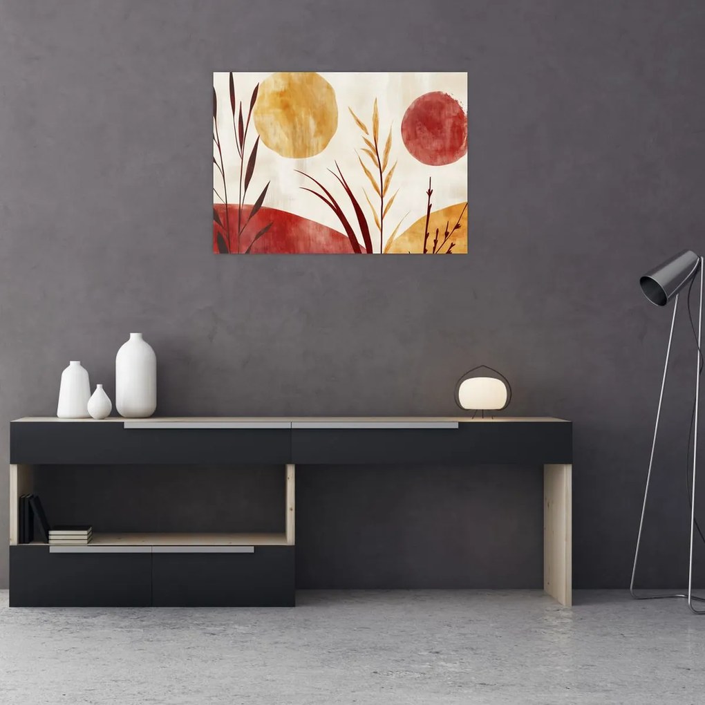 Obraz - Rastliny a kruhy (70x50 cm)