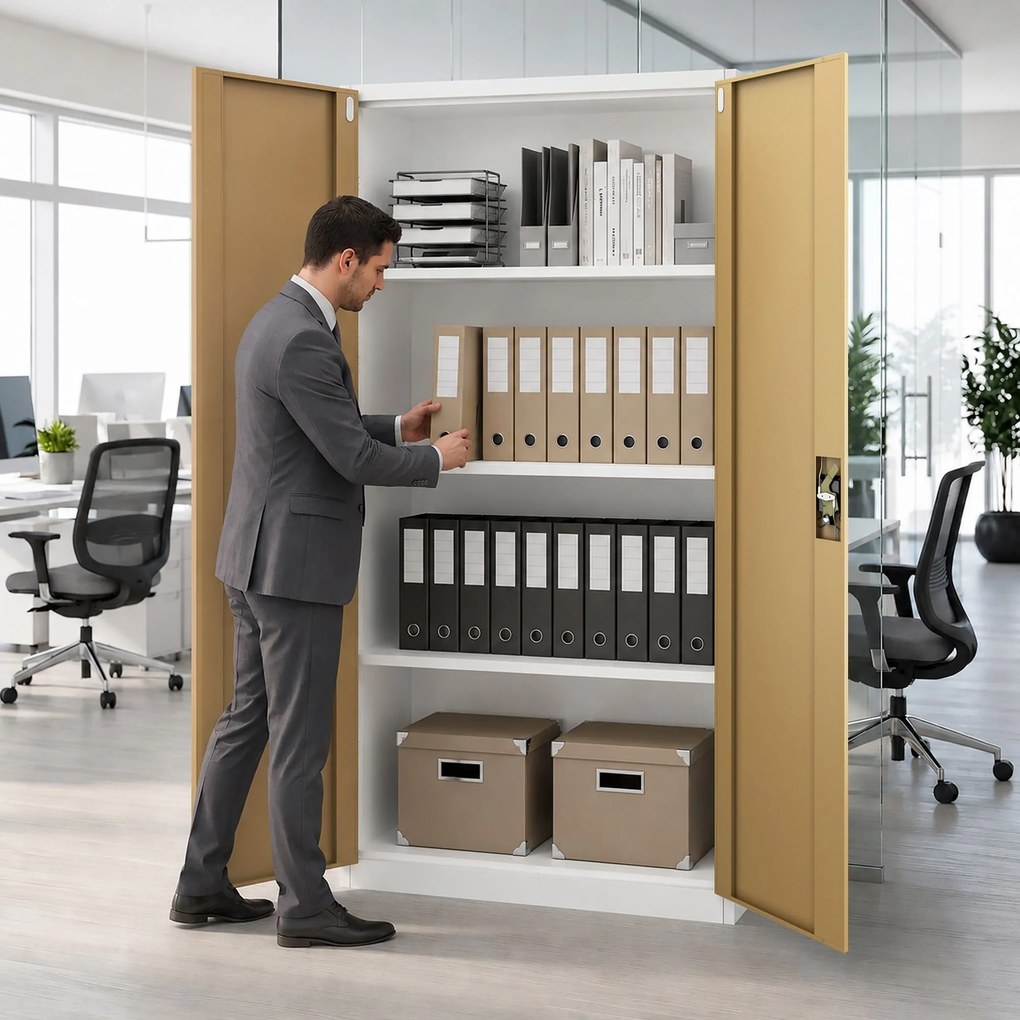 Kancelárska skriňa na dokumenty biela / orech: Eco Design JAN 900 x 1850 x 400 mm