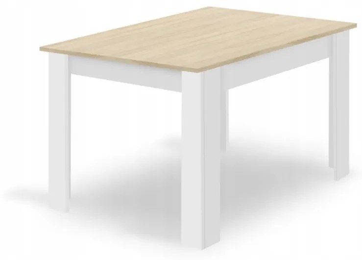 Jedálenský set 1+4, biely stôl v dekore dub sonoma MADO 120x80cm a zelené zamatové jedálenské kreslo NUGAT