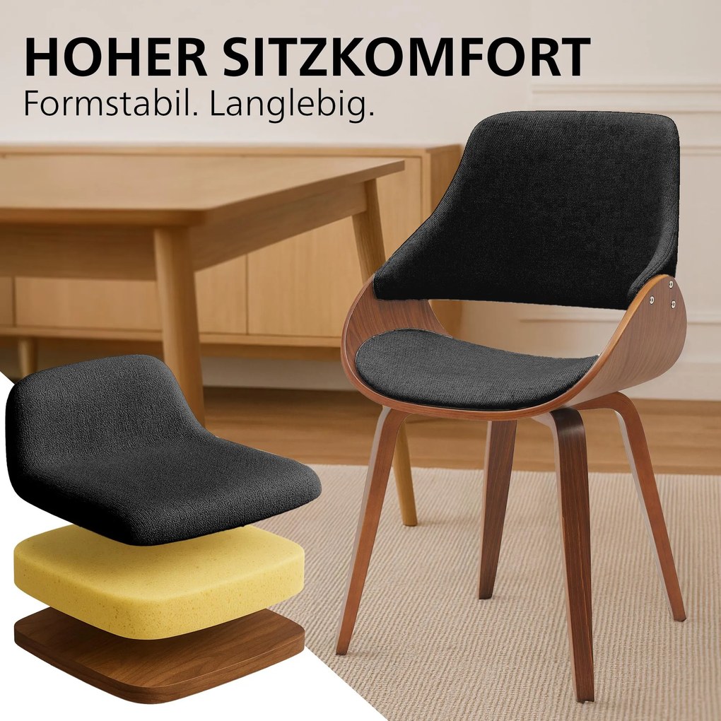 Sada 2 ks jedálenskej stoličky Vangale, látka - orech/čierna