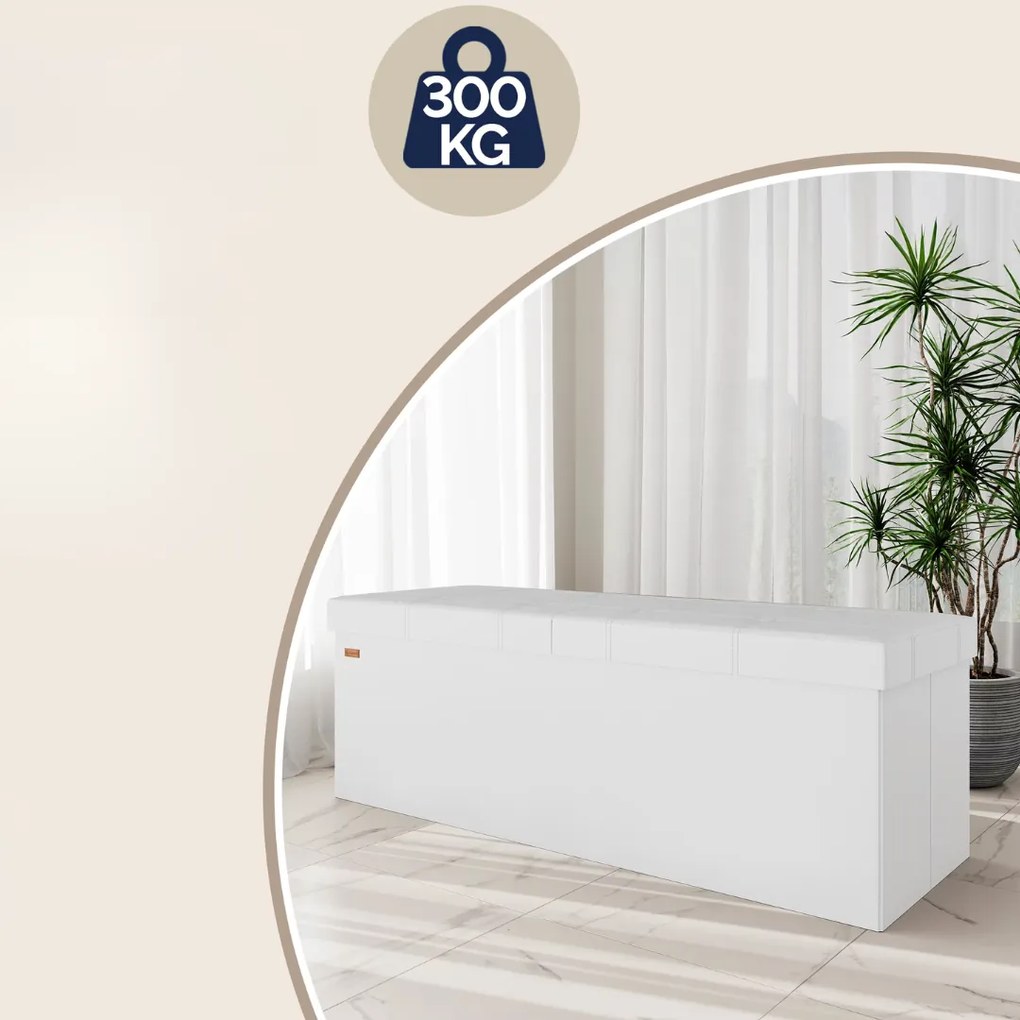 Taburet s úložným priestorom BELLA, 115x40x40cm, biela Casaria