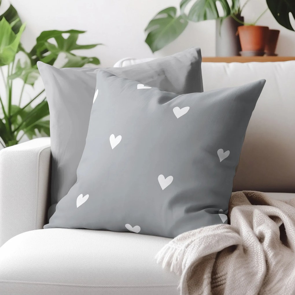 Goldea bavlnená obliečka na vankúš - srdiečka na sivom 40 x 60 cm